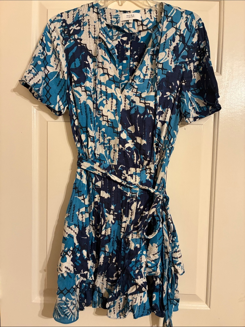 Reiss Posey Ditsy Printed Mini Dress, Blue, US 8